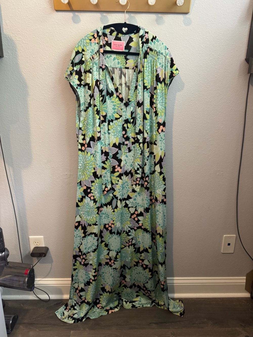 EUC kate spade Black Floral Maxi Dress Sz XXL